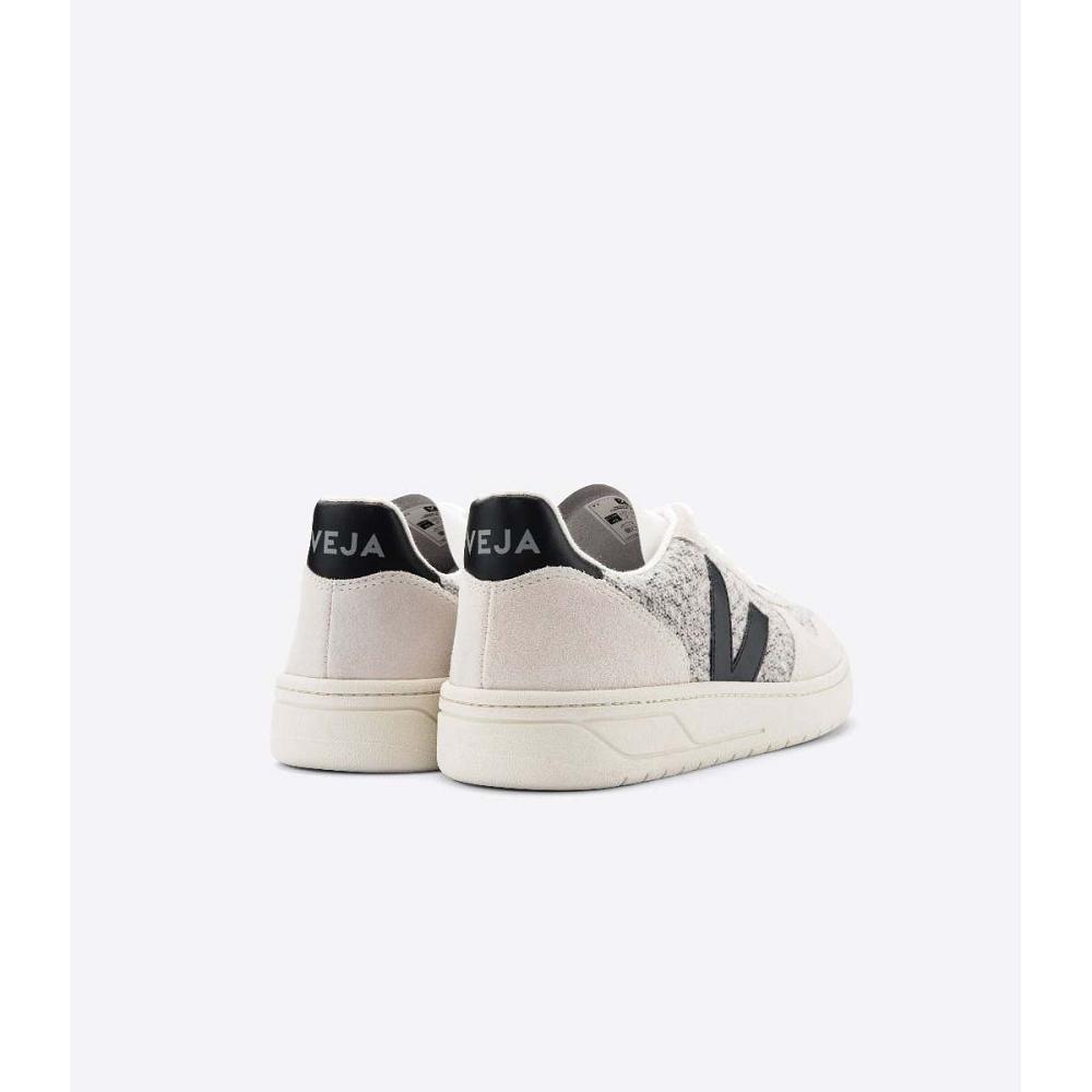 Veja V-10 FLANNEL Joggesko Dame White/Black | NO 643ZUT